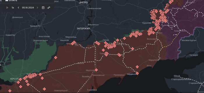 Карта бойових дій в Запорізькій області.